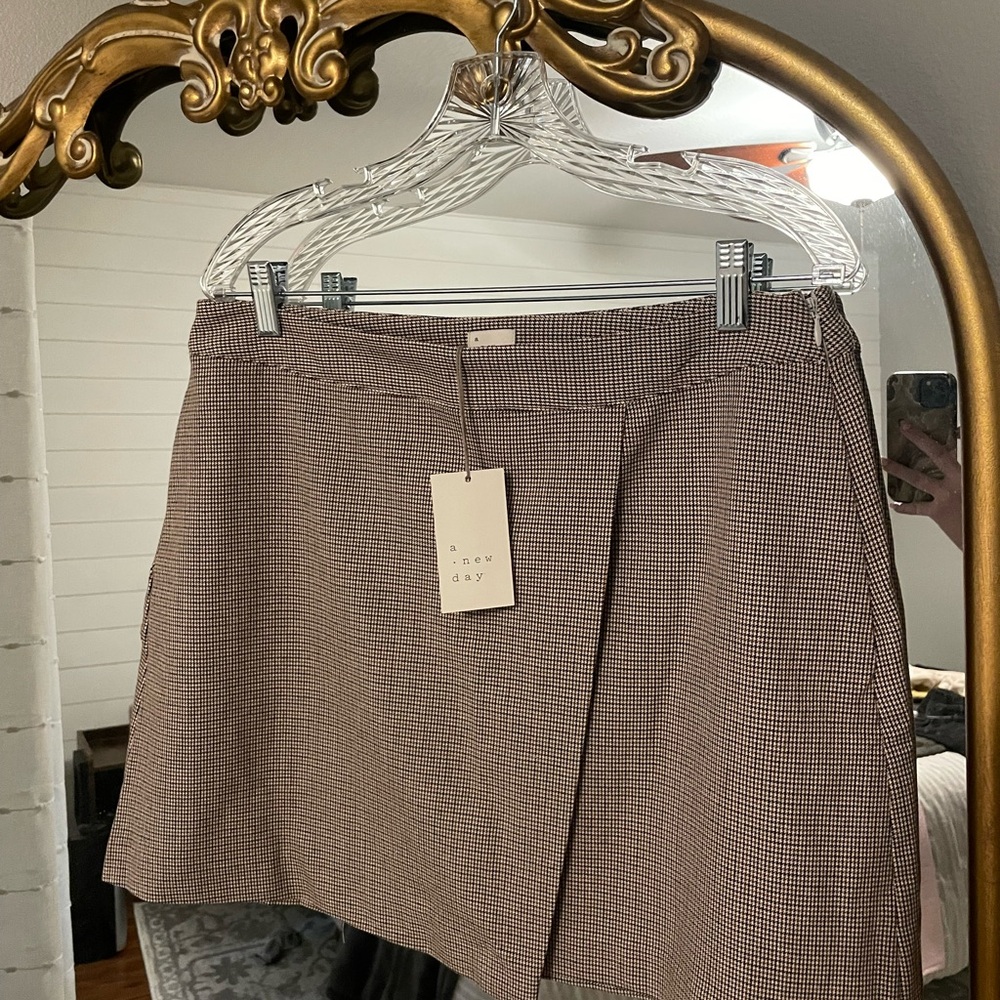 a new day Brown Plaid Mini Skirt